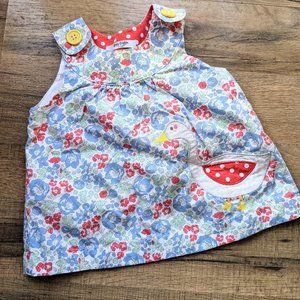 Baby Boden Floral Jumper Dressmwith Goose Applique 6-12 months